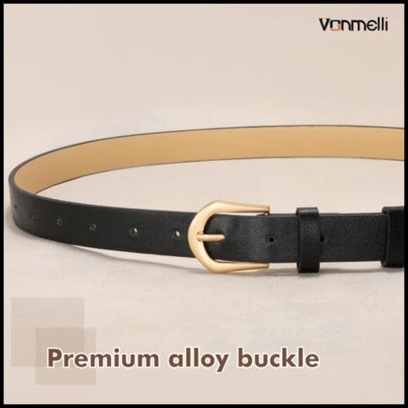 4 Pack Faux Leather Skinny Belts with Gold Buckle for Women main image 4